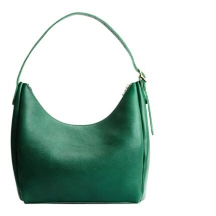 Elegant Green Leather Shoulder Bag Minimal Chic Style